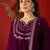 Wine vichitra silk embroidered anarkali kurta set