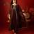 Coffee vichitra silk embroidered anarkali kurta set.