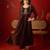 Coffee vichitra silk embroidered anarkali kurta set.