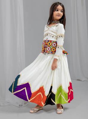 Navratri special kali with gota patti work lehenga & real mirror with patch work blouse for kids 2