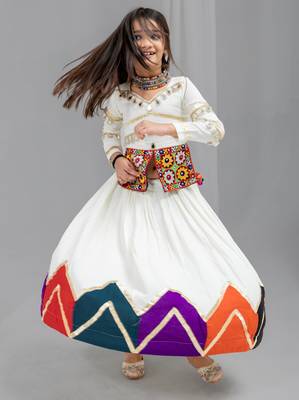 Navratri special kali with gota patti work lehenga & real mirror with patch work blouse for kids 3