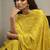 Mustard printed cotton blend anarkali