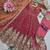 Peach colour embroidered georgette anarkali suit set with dupatta & pant