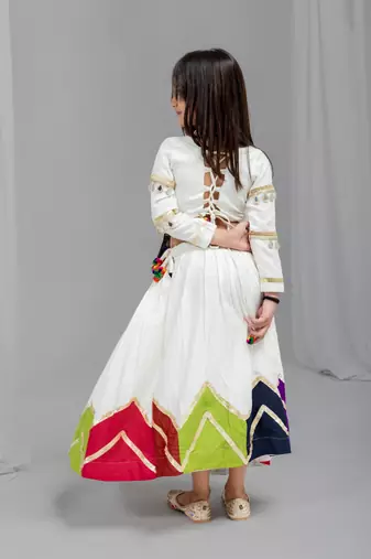 Navratri special kali with gota patti work lehenga & real mirror with patch work blouse for kids