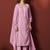 Pink embroidered schiffly pure cotton straight