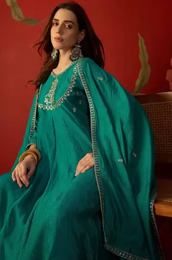 Rama vichitra silk embroidered anarkali kurta set
