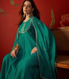 Rama vichitra silk embroidered anarkali kurta set