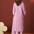 Pink embroidered schiffly pure cotton straight