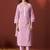 Pink embroidered schiffly pure cotton straight