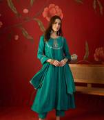 Rama vichitra silk embroidered anarkali kurta set