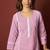 Pink embroidered schiffly pure cotton straight