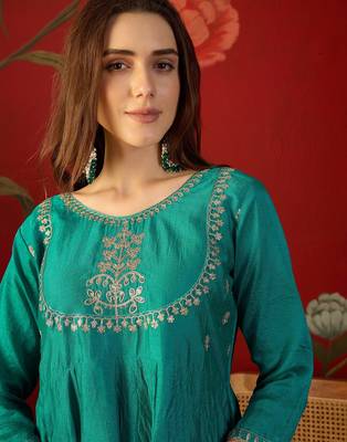 Rama vichitra silk embroidered anarkali kurta set 3