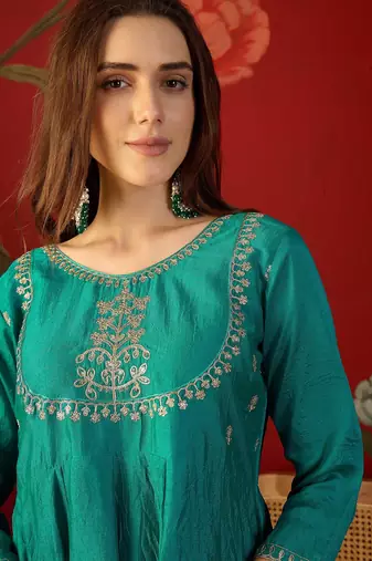 Rama vichitra silk embroidered anarkali kurta set