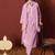Pink embroidered schiffly pure cotton straight