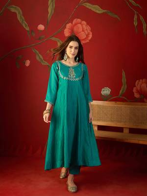 Rama vichitra silk embroidered anarkali kurta set 5