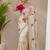 Cream tissue embroidery work saree with work blouse piece