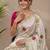 Cream tissue embroidery work saree with work blouse piece