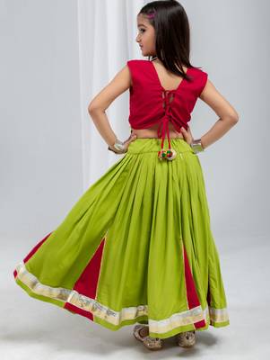 Navratri special hand crafted coin & tiny bell work lehenga with blouse for kids 4