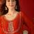 Orange vichitra silk embroidered anarkali kurta set