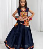 Navratri special real kodi with kutchi patch & gamthi lace work lehenga with blouse for kids