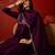 Wine vichitra silk embroidered anarkali kurta set