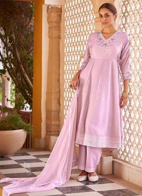 Purple motifs embroidered mirror city silk anarkali 1