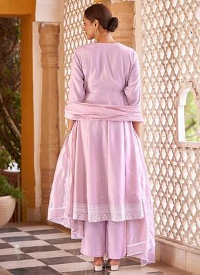 Purple motifs embroidered mirror city silk anarkali 2