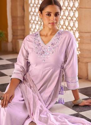 Purple motifs embroidered mirror city silk anarkali 4