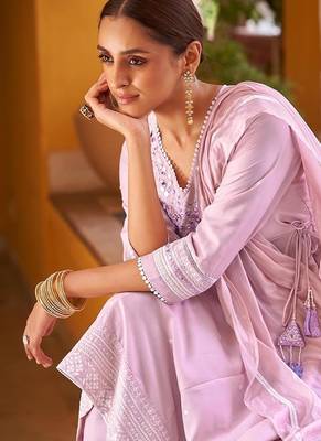 Purple motifs embroidered mirror city silk anarkali 5