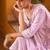 Purple motifs embroidered mirror city silk anarkali