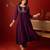 Wine vichitra silk embroidered anarkali kurta set