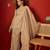 Beige silk chiffon embroidered kurta set.