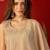Beige silk chiffon embroidered kurta set.