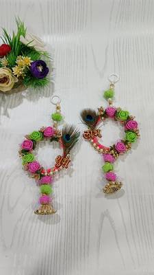 shubh labh & mor pankh door home decoration shubh labh for home diwali decoration (pack of 2) 2