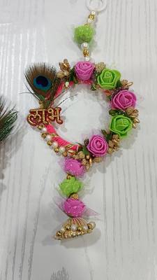 shubh labh & mor pankh door home decoration shubh labh for home diwali decoration (pack of 2) 4