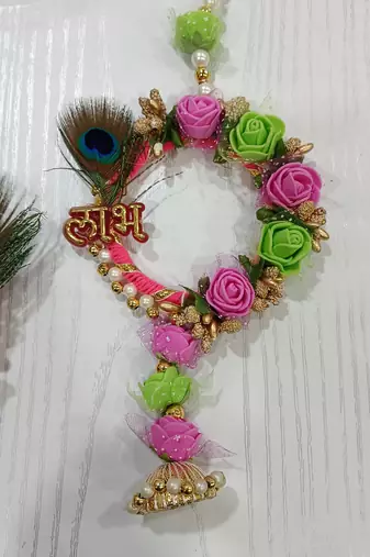 shubh labh & mor pankh door home decoration shubh labh for home diwali decoration (pack of 2)