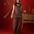 Coffee silk chiffon embroidered kurta set