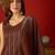 Coffee silk chiffon embroidered kurta set