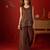 Coffee silk chiffon embroidered kurta set