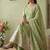 Pista colour embroidered georgette anarkali suit set with dupatta & pant