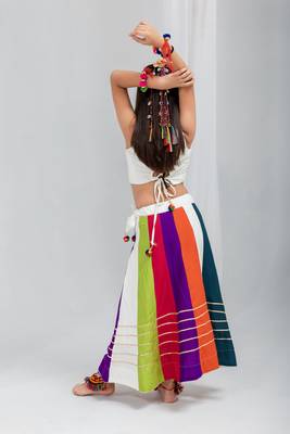 Navratri special multicolor kali with gota patti work lehenga & gamthi patch real mirror work blouse for kids 5