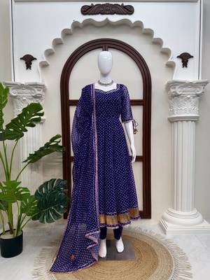 Blue georgette digital printed designer anarkali suit 3