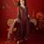 Maroon silk chiffon embroidered anarkali kurta set