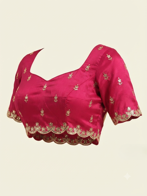 Peach Tissue embroidery work saree with work blouse piece 6