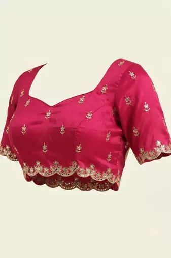Peach Tissue embroidery work saree with work blouse piece