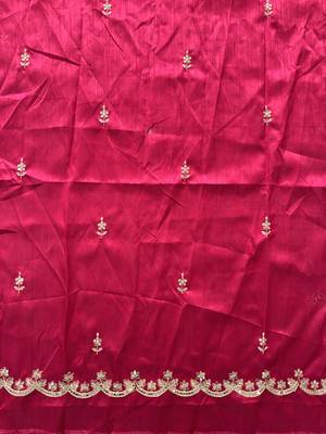 Peach Tissue embroidery work saree with work blouse piece 10
