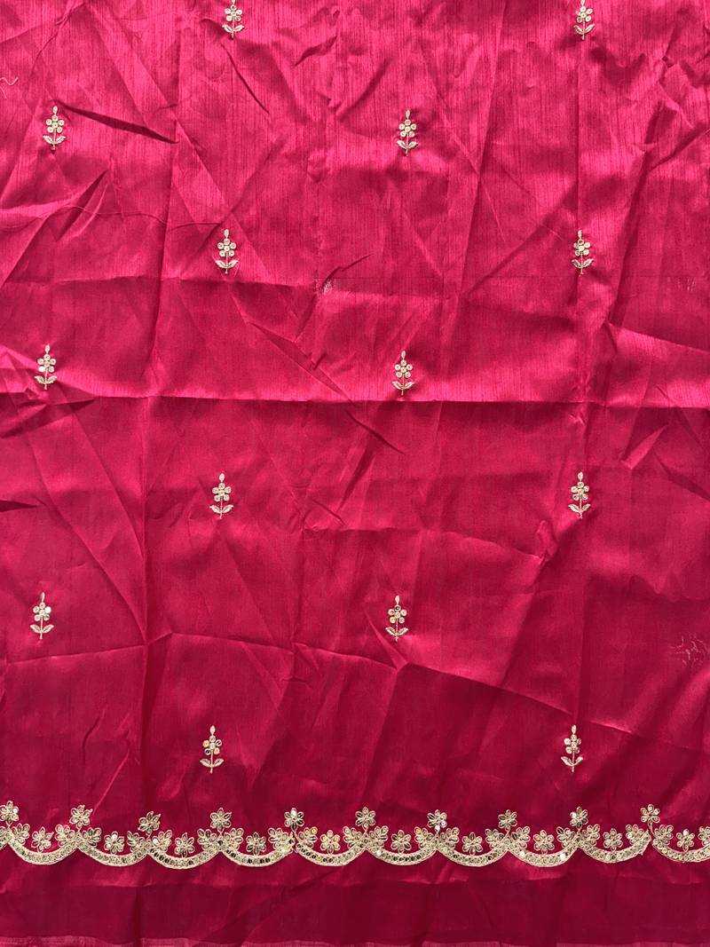 Peach Tissue embroidery work saree with work blouse piece