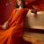 Orange silk chiffon embroidered anarkali kurta set