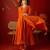 Orange silk chiffon embroidered anarkali kurta set