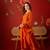 Orange silk chiffon embroidered anarkali kurta set